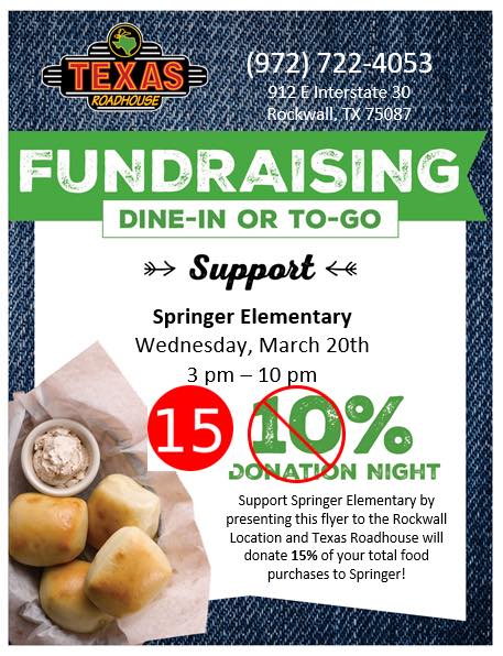  flyer for Texas Roadhouse fundraiser